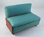 1" Sofa - Teal Striped Silk and Mahogany