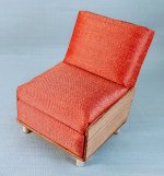 1" Chair - Orange Silk with Oak Trim